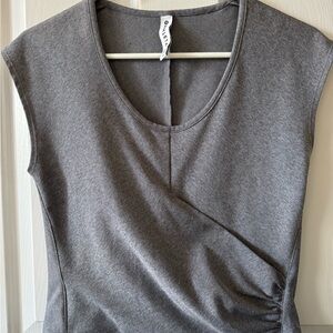 Athleta top, S, light gray, sleeveless scoopneck, shirred at waist one side NWOT